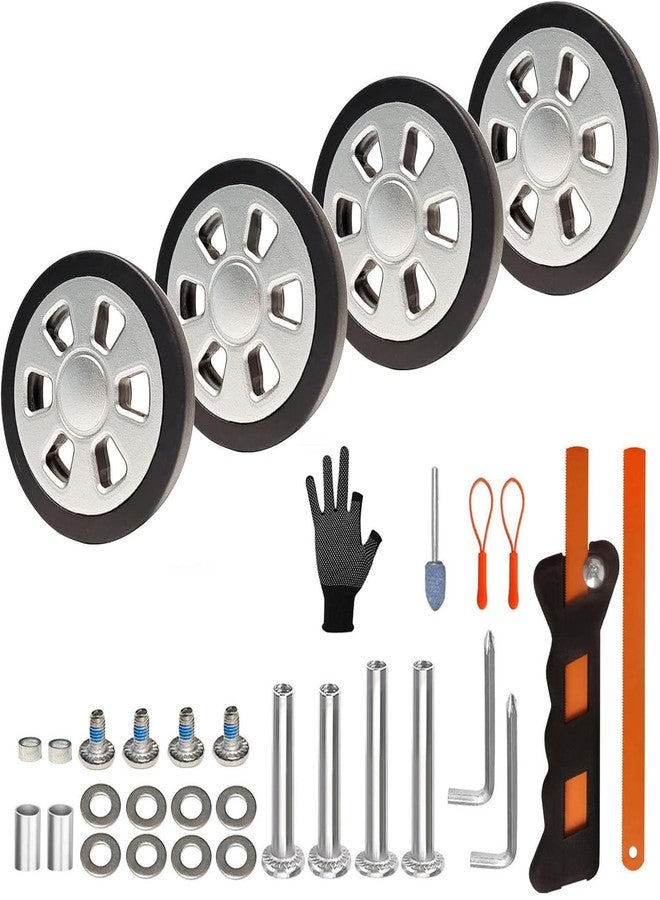 ASUNTOM Luggage Wheels Replacement Set 4PCS Dia 2.2in Thick 12mm TPU Rubber Spinner Wheel with 2 Size Axles Full Set Repair Tool for Spinner Suitcase Trolley Bag Drawbar Travel Box - Image 1